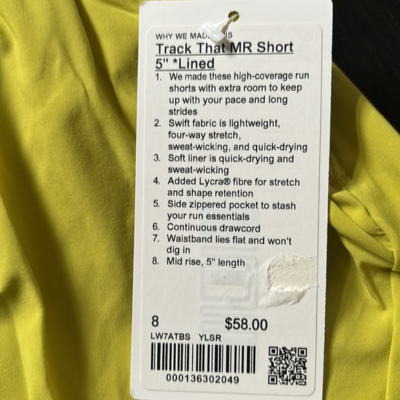 LULULEMON TRACK THAT MR SHORTS 5” IN YELLOW SERPENTINE (YLSR) SZ 6,8 NWT RARE! - Picture 9 of 11